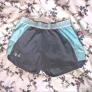 teal and grey under armour shorts